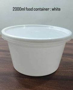2000 ml White Reusable Plastic Food Container