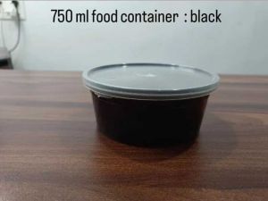 750 ml Black Reusable Plastic Food Container