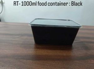 RT 1000 ml Black Reusable Plastic Food Container
