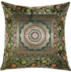 INDIAN SILK ZARI BROACADE CUSHION COVER