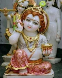 1 Feet Marble Krishna Statue