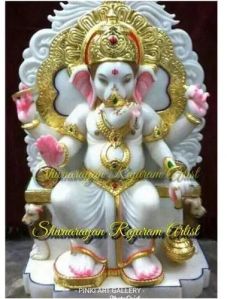 12 Inch Marble Ganesh Statue