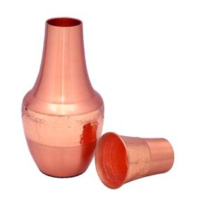 Copper Steel Hammered Matka Glass