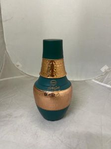Copper Steel Hammered Matka Glass