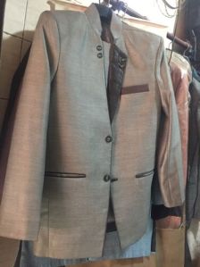 Mens Leather Collar Blazer