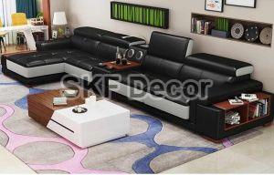 Stylish Black Leather Sofa Set