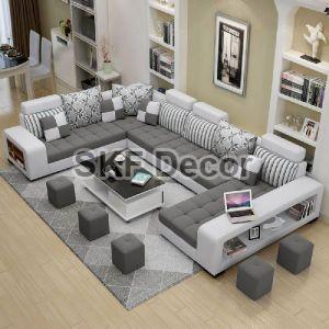 U Shaped Fabric Sofa Set