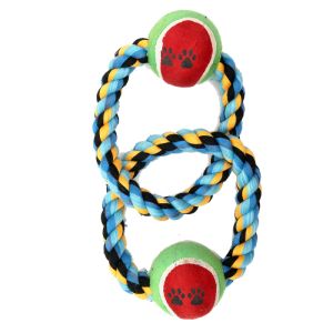 Double Ring Ball Tug Dog Rope Toy
