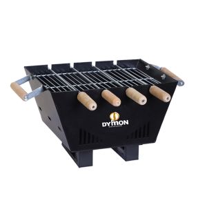Dymon Tabletop Charcoal Grill Barbeque with 4 Skewers & Charcoal Tray (Stellar Black)