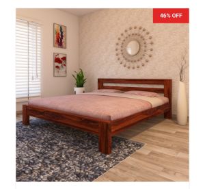 wooden bed plain head