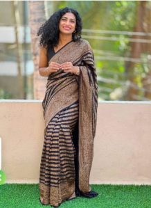 Banarasi Pure Handloom Antique Zari Weaved Georgette Silk Saree