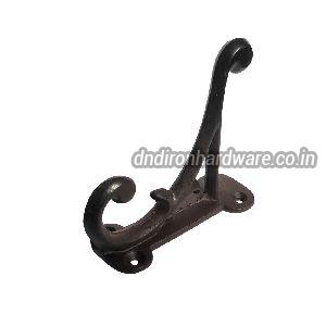 Decorative brown cast iron coat hook
