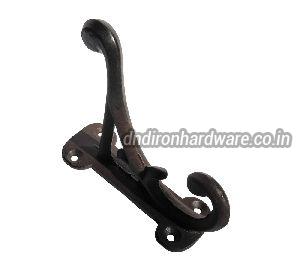Decorative brown cast iron coat hook