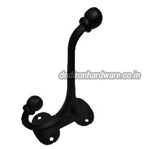 Matte black Large cast Iron Harness Double Coat Hook