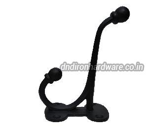 Matte black Large cast Iron Harness Double Coat Hook