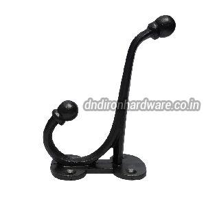 Lacquered Large Cast Iron Harness Double Coat Hook