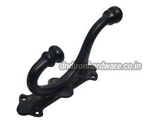 Matte black cast iron wall coat hook