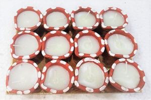 ECD - 11 ONE FACE SMALL COLORED DOTTED DIYA 12 PCS