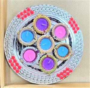 ECD-112 7 PCS DIYA GIFT SET WITH WAX ROUND