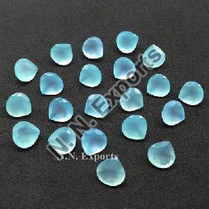 Natural Aqua Chalcedony Faceted Heart Loose Gemstones