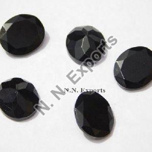 Natural Black Onyx Faceted Oval Loose Gemstones