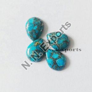 Reconstructed Copper Turquoise Pear Cabochons Loose Gemstones