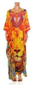 Animal Print Long Embellished Kaftan