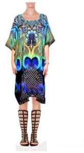 Peacock Print Short Kaftan