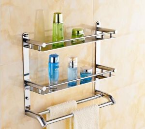 Double Shelf with Towel Rod