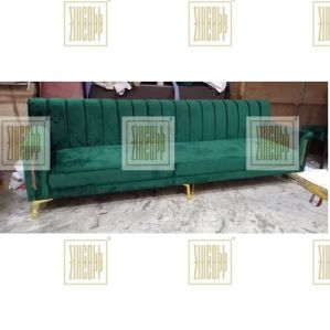 Stainless Steel Green Quilted Sofa 5 Seater