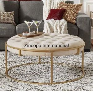 Tables With Quilted Cushion Decorative Ottoman Pouf Ruond