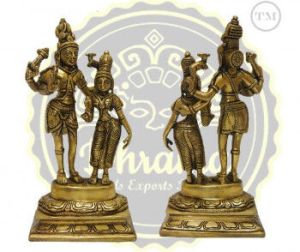 8.5 Inches Brass Vishnu Laxmi Statue