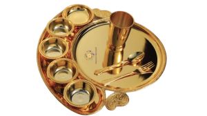 Brass Golden Thali Set