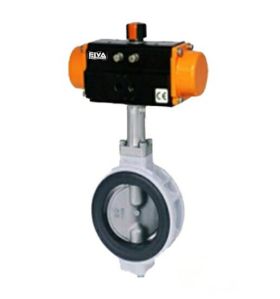 Pneumatic Actuator Operated Aluminium Wafer Type Centric Disc Butterfly Valve