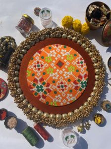 Golden Yellow & Maroon Navratna IBHI Classic Rangoli