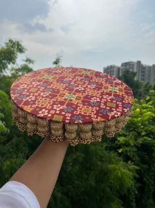 Maroon Navratna Patola Dangler Platter- Large