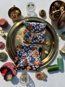 grey black navratna patola pocket square mini pouch