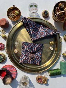 Upended Confluence Octagonal Blossom Intense Ajrakh POCKET SQUARE MINI POUCH