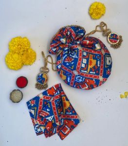 Royal Blue Hathi Popat Patola Potli & Pocket Square