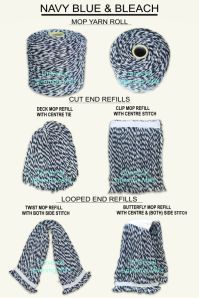 navy blue bleach white mop yarn refills
