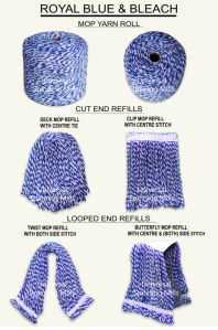 royal blue bleach white mop yarn