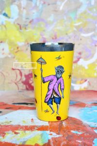 Kashmiri Art Hand painted Enamelware Tumbler - Marathon Monkey