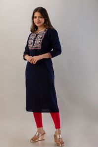 navy embroidered kurti