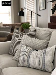 Black & white handwoven cushion