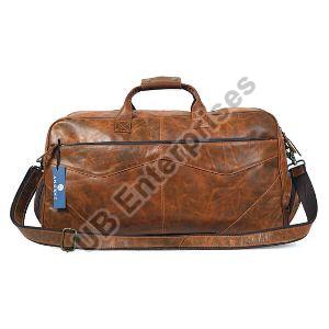 Brown Genuine Buffalo Leather Travel Duffle Bag