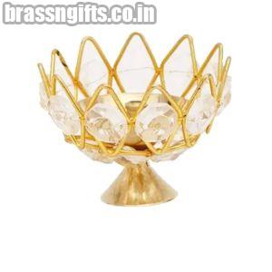 Brass Crystal Akhand Diya