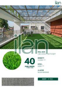 40 MM Pure Green Artificial Grass