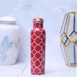 Red Floral Copper Water Bottle