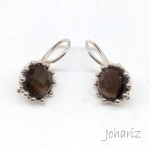 925 Sterling Silver Natural Smoky Quartz Gemstone Earrings