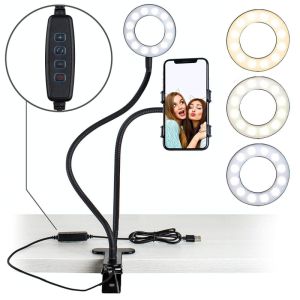 mobile phone holder with ring light